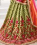 wedant FAshion Wedding Heavy Work Dulhan Collection Self Design Lahengha Choli Olive Green & Pink